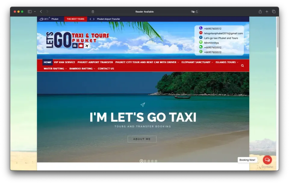 เว็บไซต์ทัวร์และแท็กซี่ Let's Go Phuket